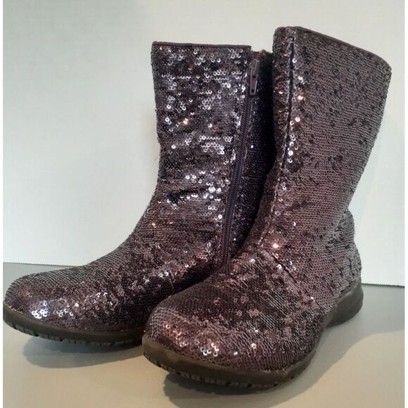 Joan Joyce‎ Women's Purple Sequins Boots Size 7.5 - Picture 1 of 10